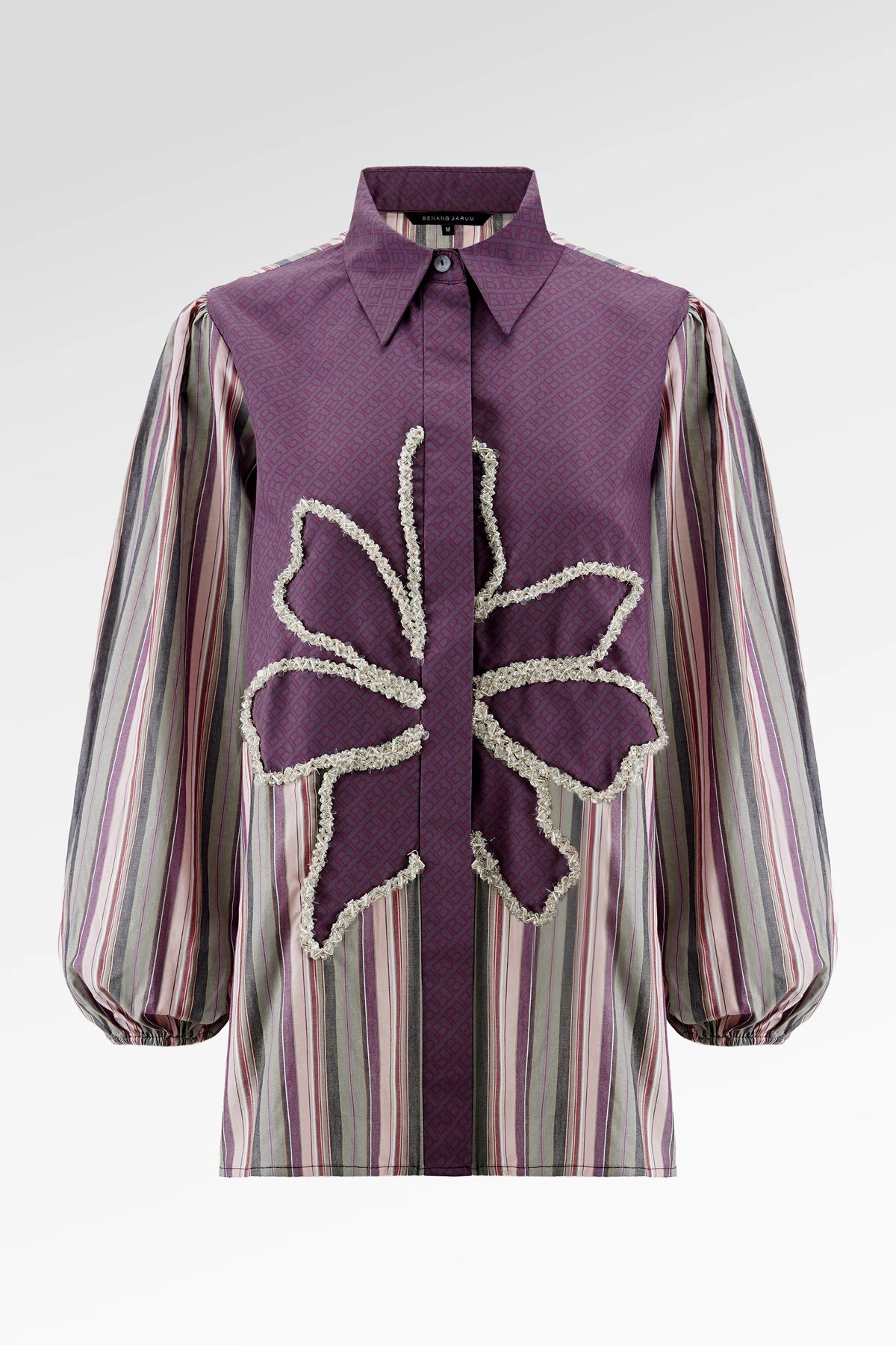 The Monogram Embroidery Beads Shirt - Purple