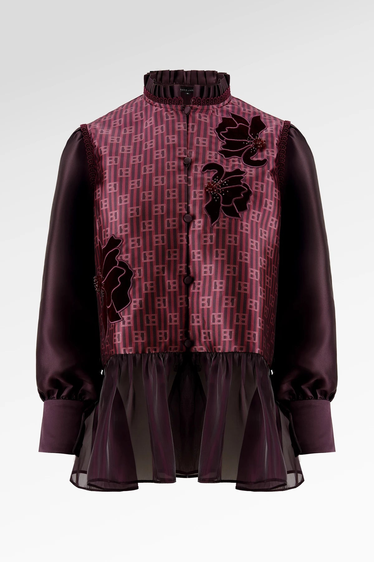 The Monogram Peplum Shirt - Berry