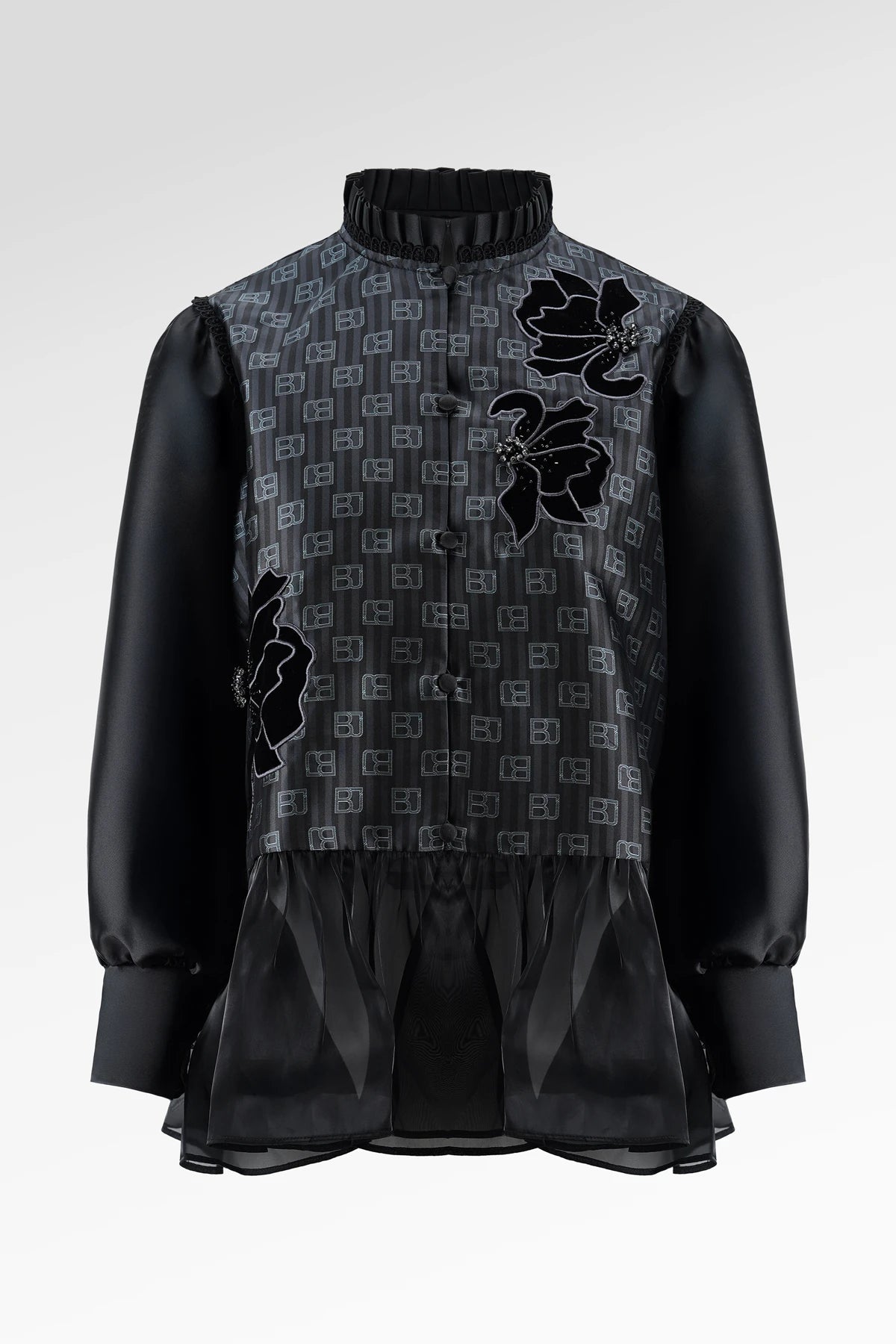 The Monogram Peplum Shirt - Black